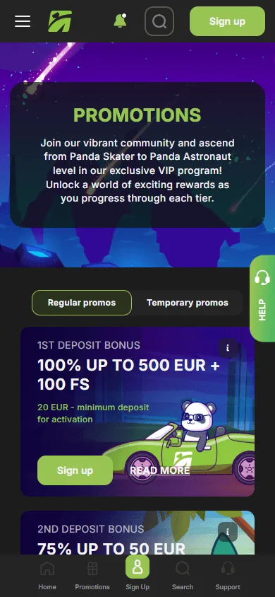 Fast Pay Casino promotions screen on a mobile device